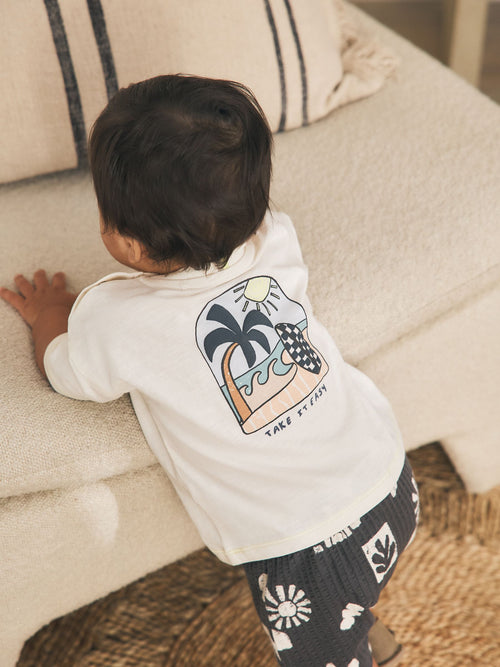 Dsiney Kidz - Grey/White Palm Top and Shorts Baby Set (0mths-2yrs) image 1