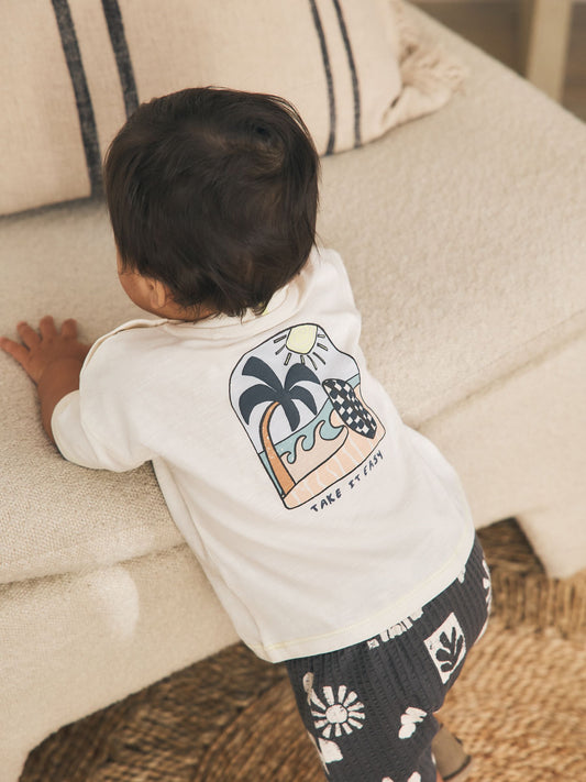 Grey/White Palm Top and Shorts Baby Set (0mths-2yrs) image 1
