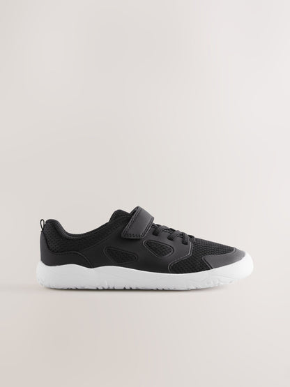 Black/White Barefoot Touch Fastening Elastic Lace Trainers image 2