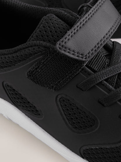 Black/White Barefoot Touch Fastening Elastic Lace Trainers image 5