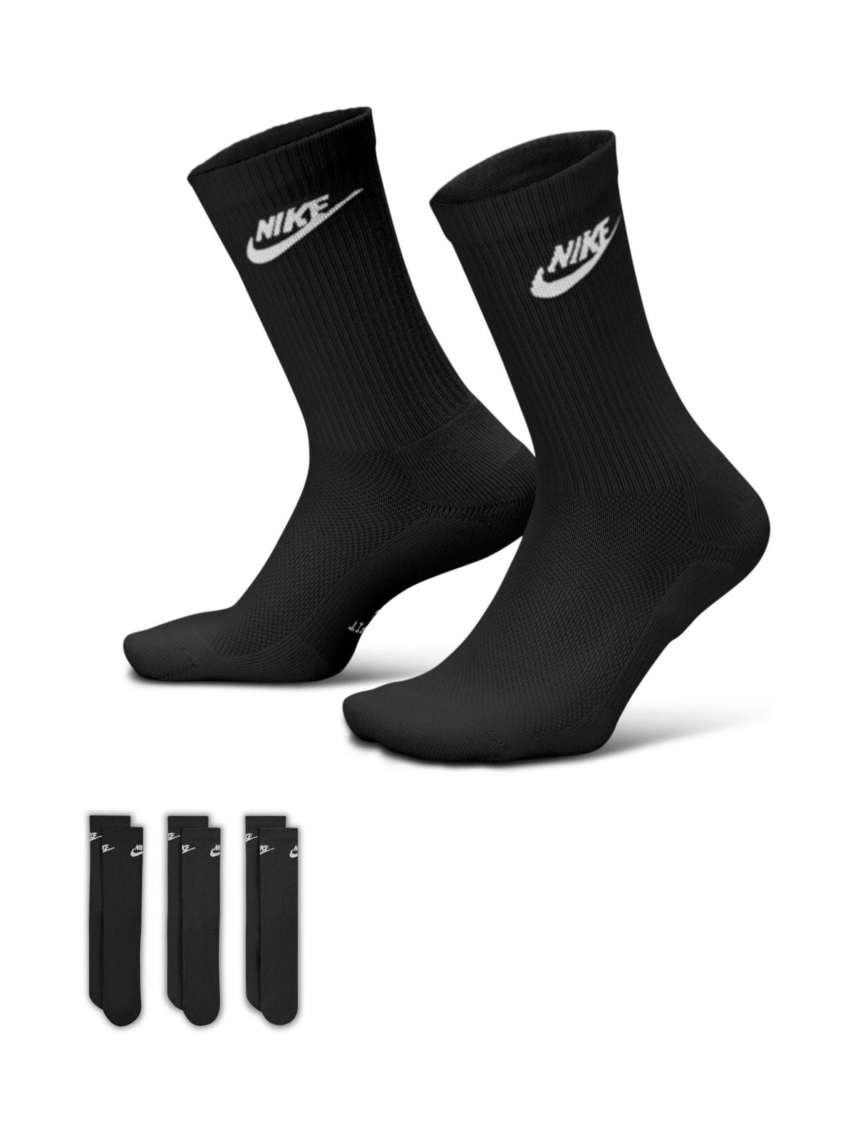 Nike Black Crew Everyday Crew Socks 3 Pack - image 1