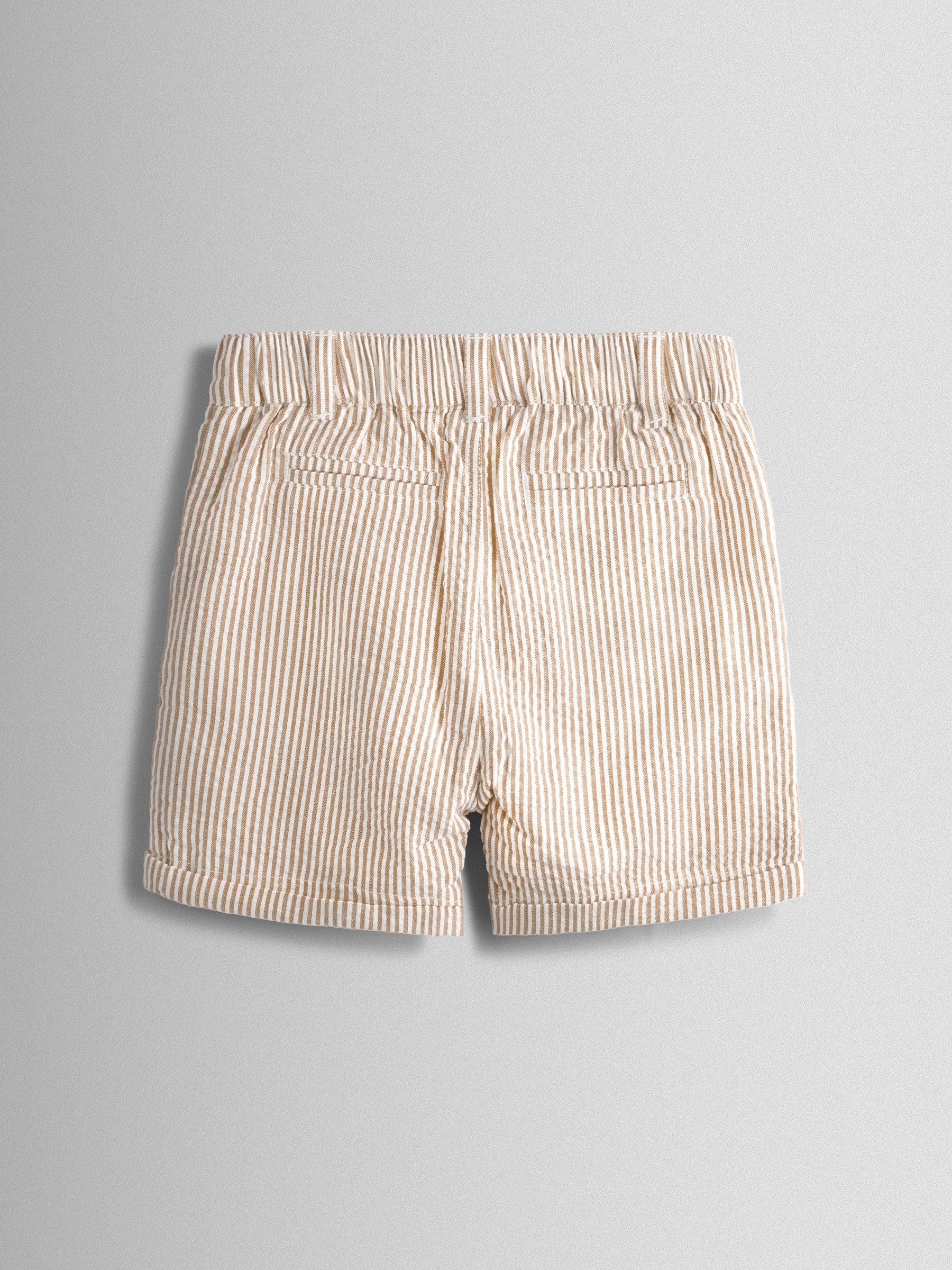 Dsiney Kidz - JoJo Maman Bébé Natural Seersucker Stripe Shorts image 2