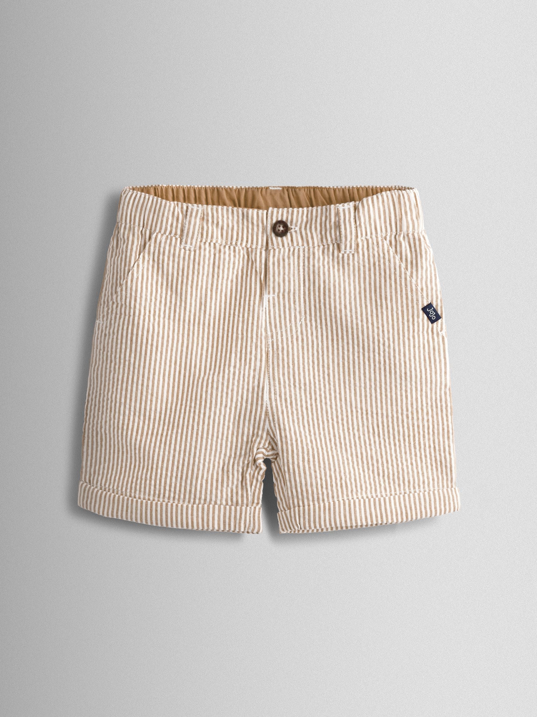 Dsiney Kidz - JoJo Maman Bébé Natural Seersucker Stripe Shorts image 1
