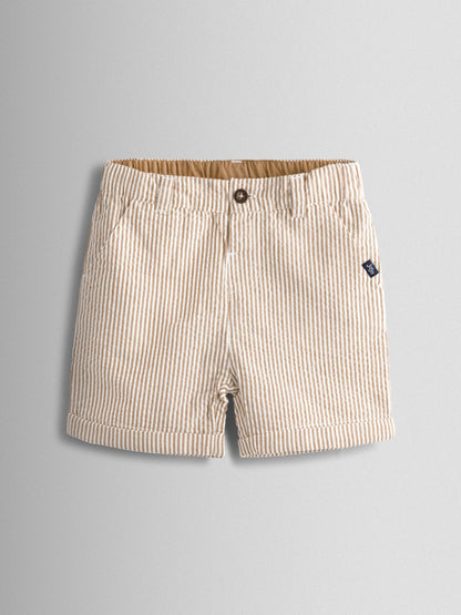 Dsiney Kidz - JoJo Maman Bébé Natural Seersucker Stripe Shorts image 1
