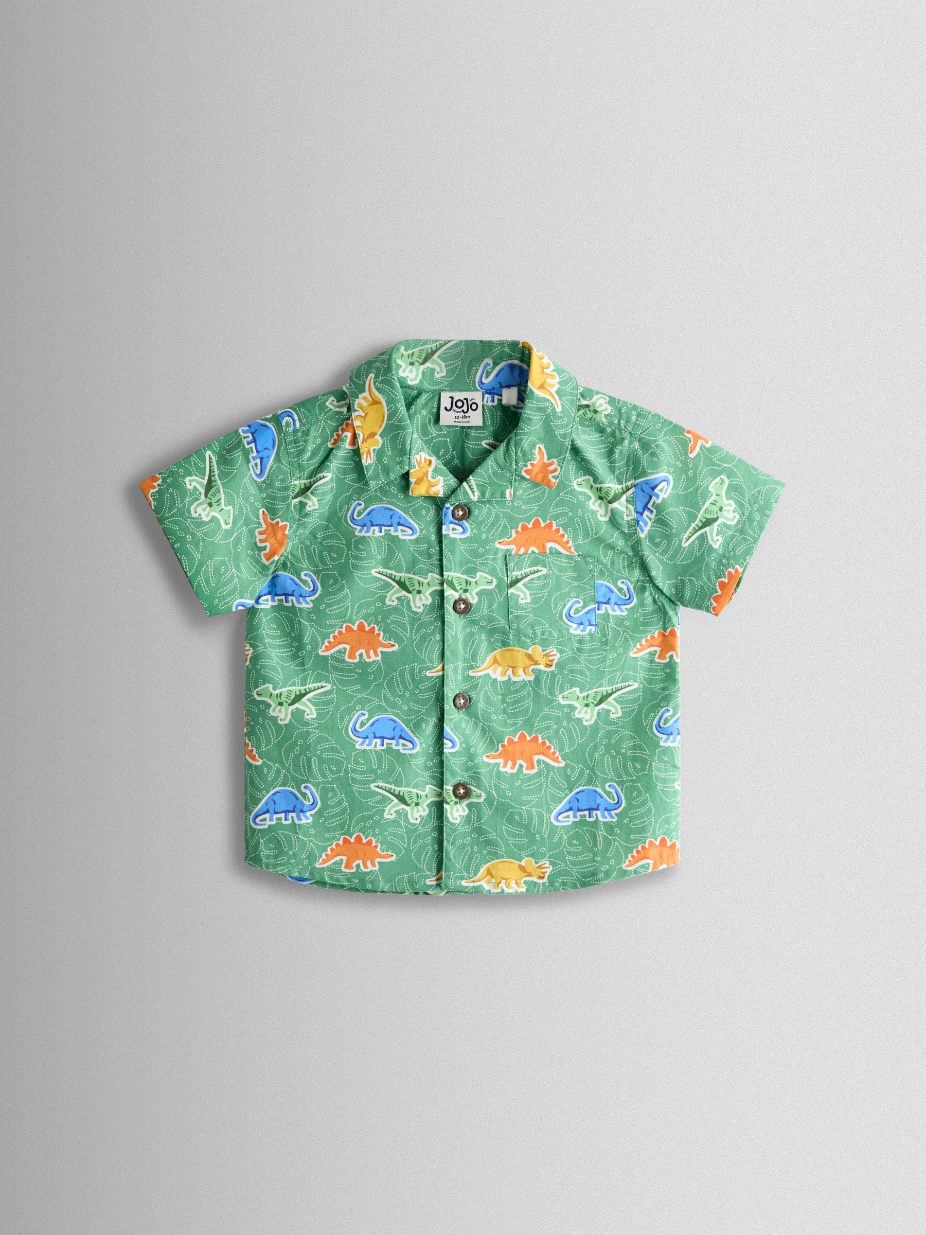 Dsiney Kidz - JoJo Maman Bébé Khaki Green Dino Print Shirt image 1
