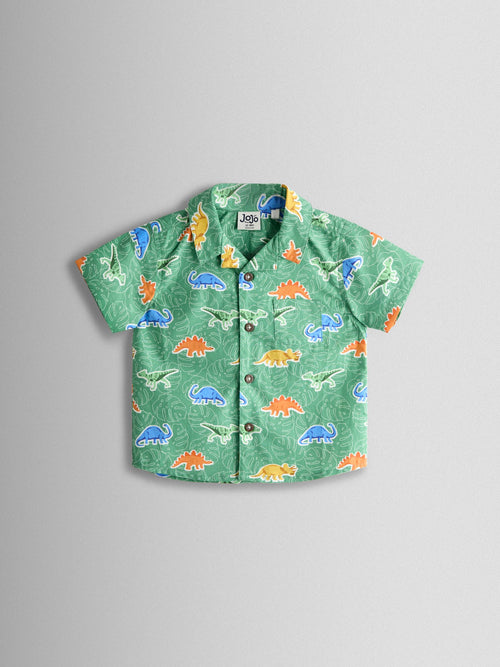 Dsiney Kidz - JoJo Maman Bébé Khaki Green Dino Print Shirt image 1