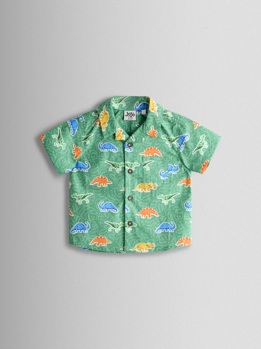 Dsiney Kidz - JoJo Maman Bébé Khaki Green Dino Print Shirt image 1