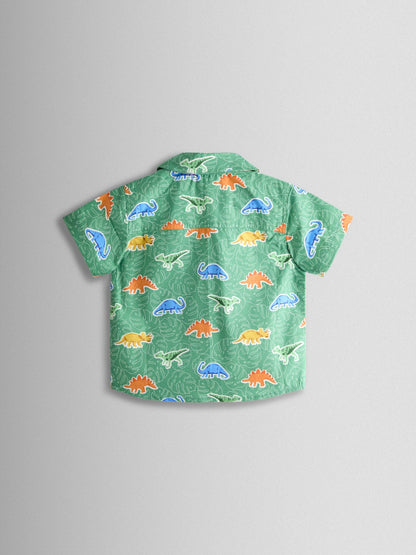 Dsiney Kidz - JoJo Maman Bébé Khaki Green Dino Print Shirt image 2