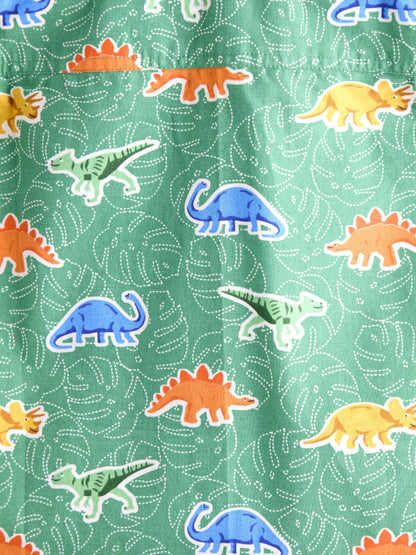 Dsiney Kidz - JoJo Maman Bébé Khaki Green Dino Print Shirt image 3
