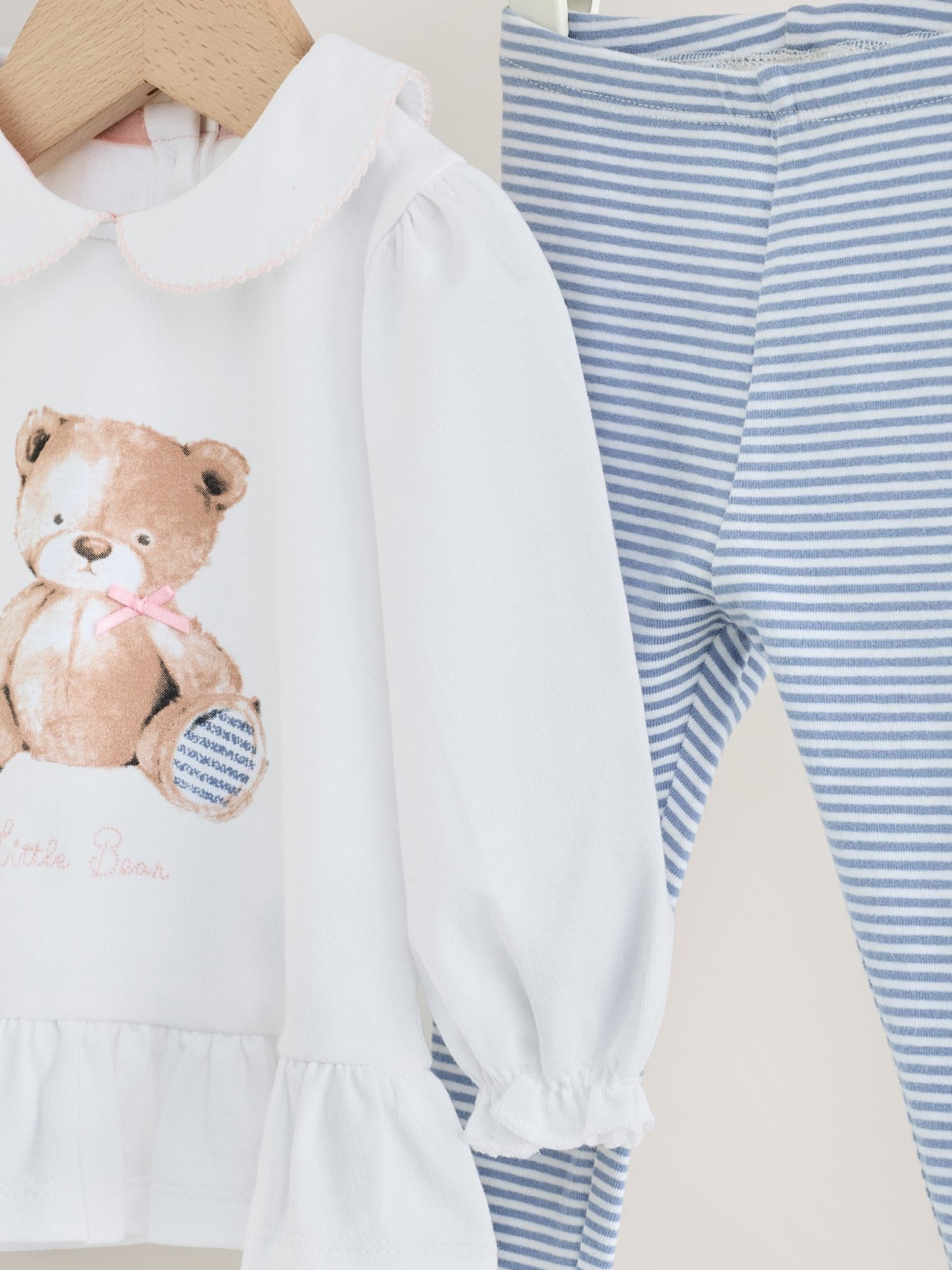 Dsiney Kidz - White/Blue Bear Baby T-Shirt And Leggings 2 Piece Set (0mths-2yrs) image 6