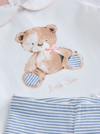 Dsiney Kidz - White/Blue Bear Baby T-Shirt And Leggings 2 Piece Set (0mths-2yrs) image 7