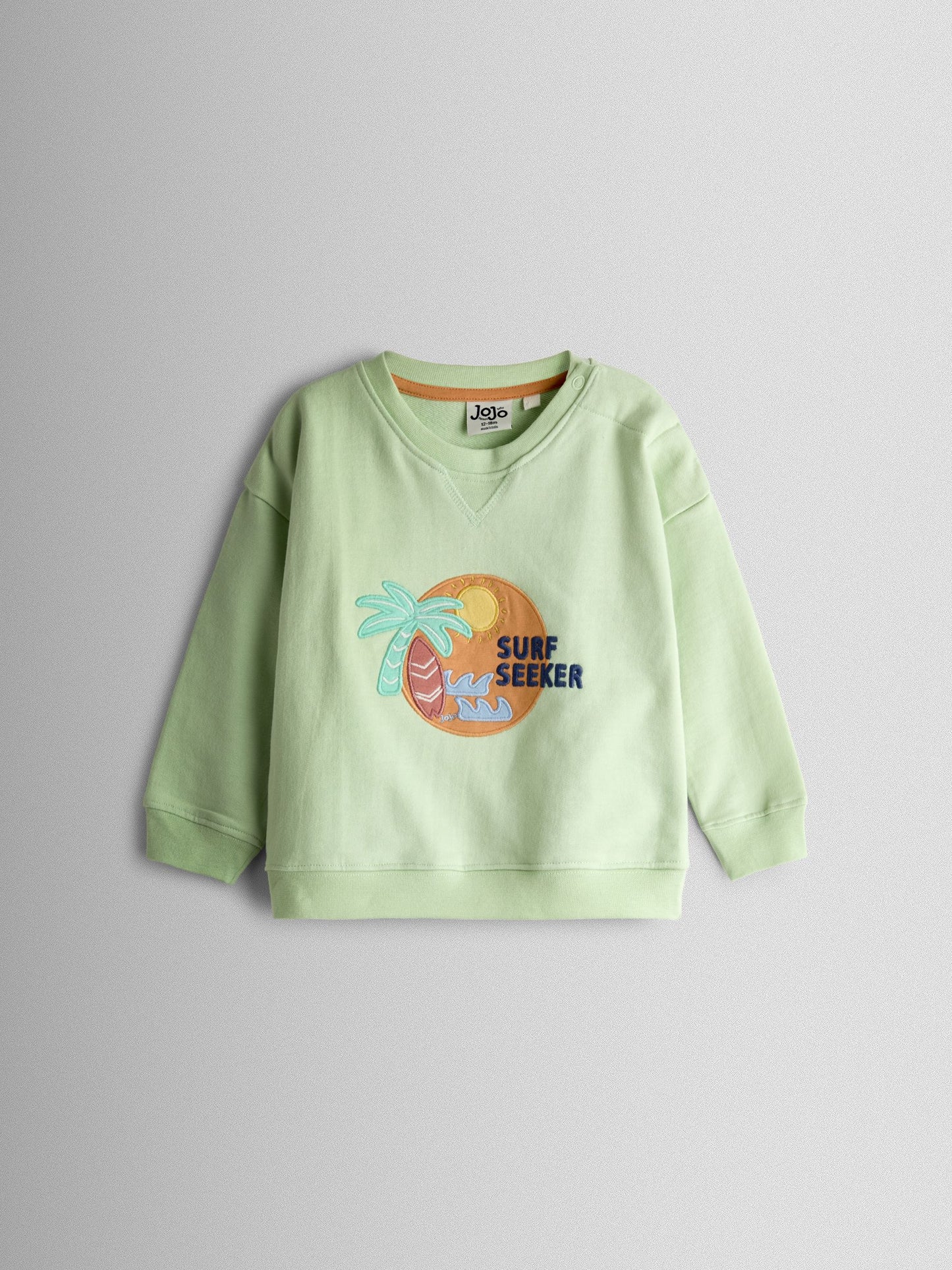 Dsiney Kidz - JoJo Maman Bébé Sage Green Surf Seeker Appliqué Sweatshirt image 1