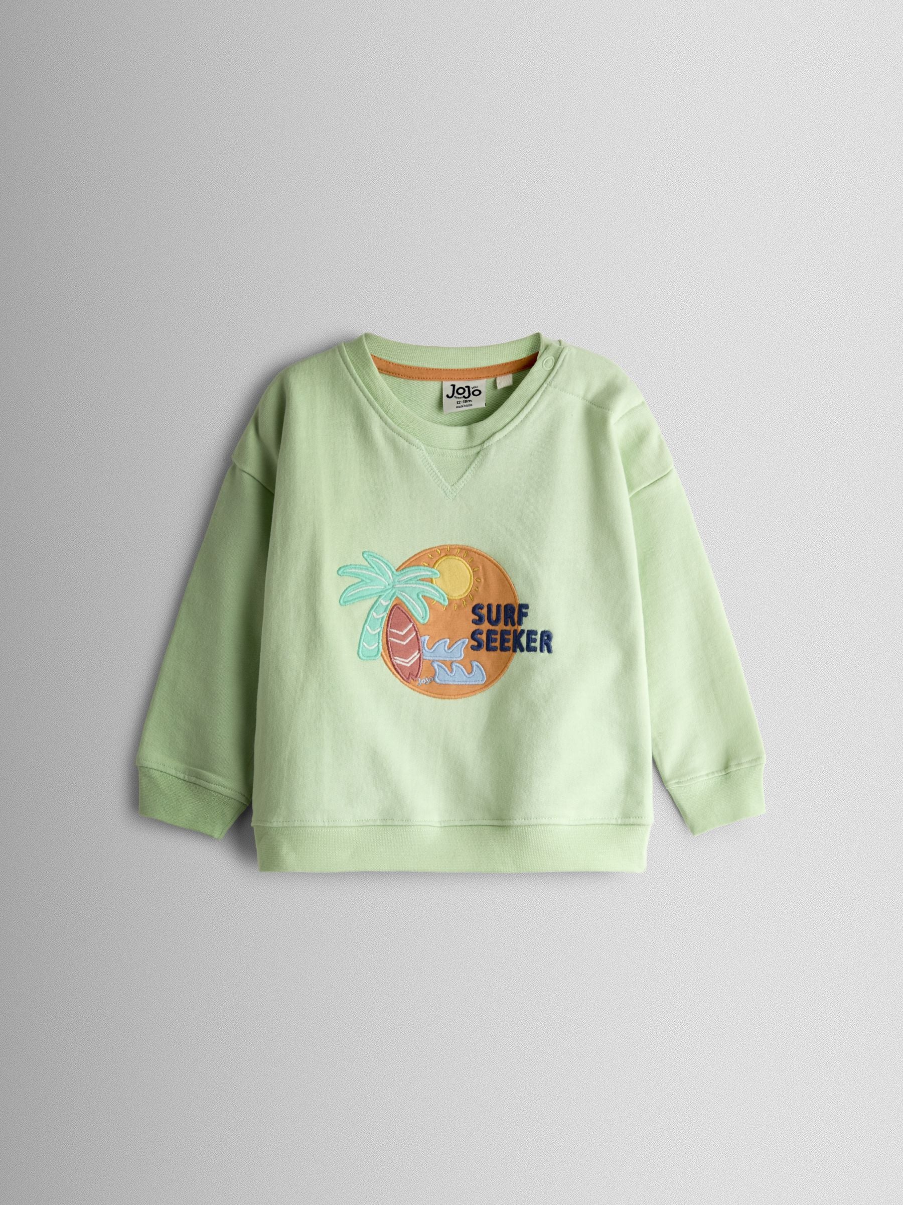 Dsiney Kidz - JoJo Maman Bébé Sage Green Surf Seeker Appliqué Sweatshirt image 1