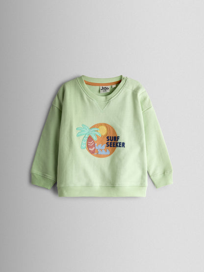 Dsiney Kidz - JoJo Maman Bébé Sage Green Surf Seeker Appliqué Sweatshirt image 1