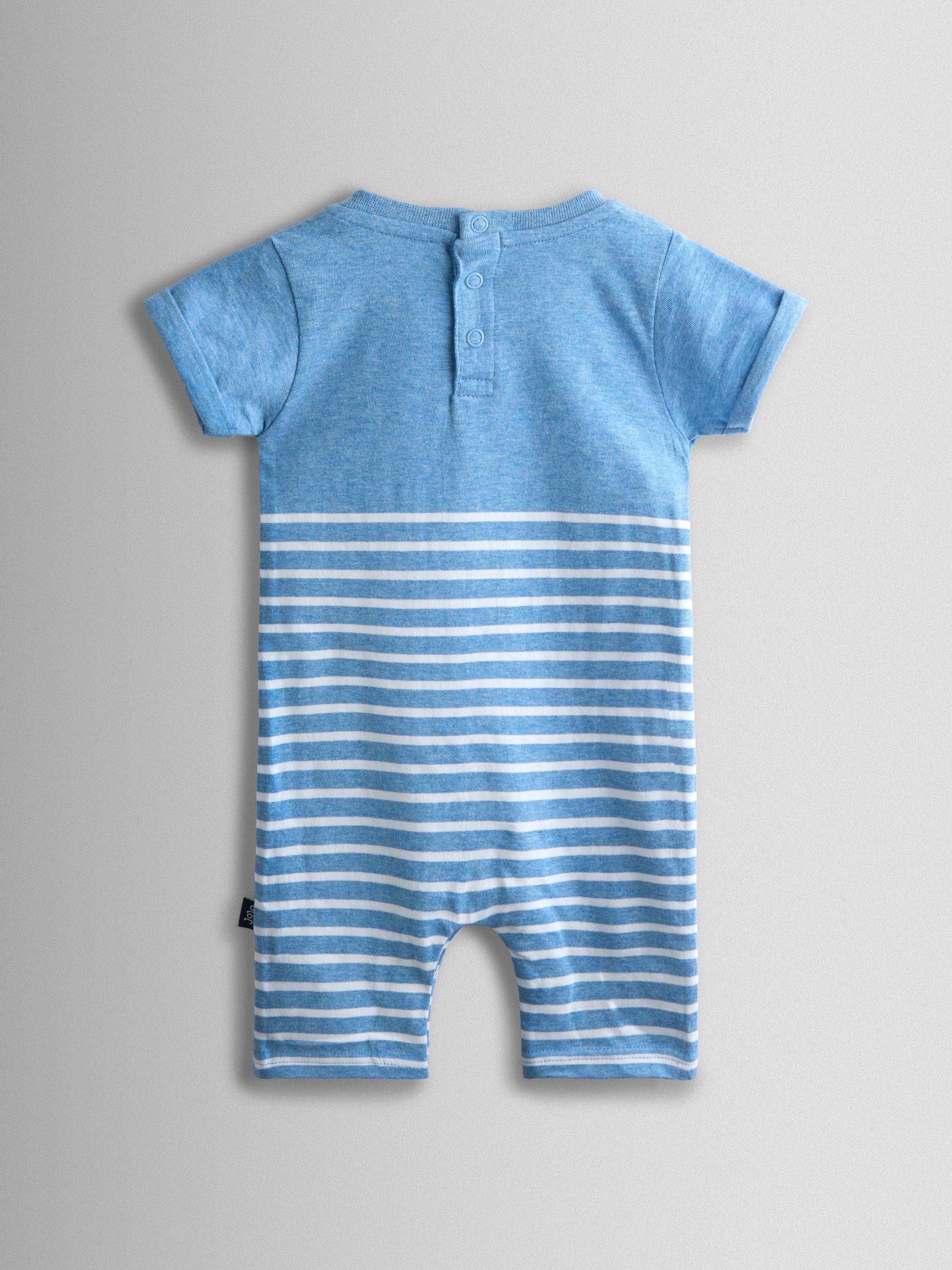 JoJo Maman Bébé Light Blue Crab Character Appliqué Romper image 2