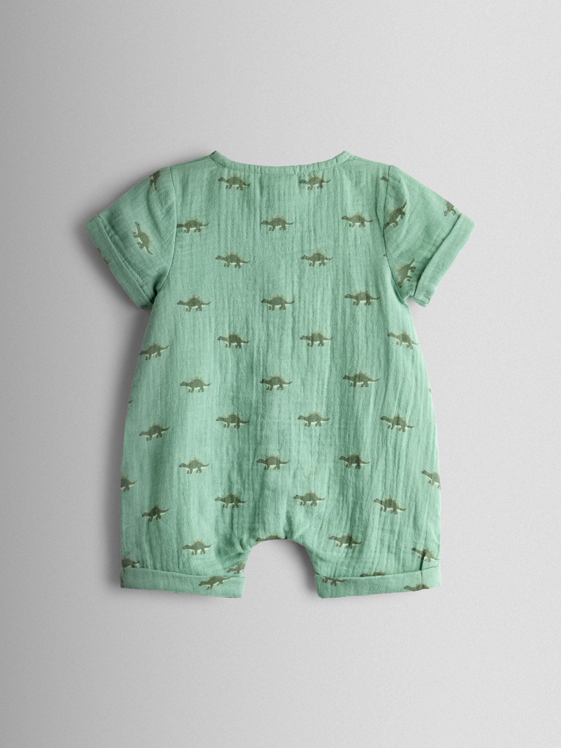 JoJo Maman Bébé Khaki Green Dino Cheesecloth Shirt image 2