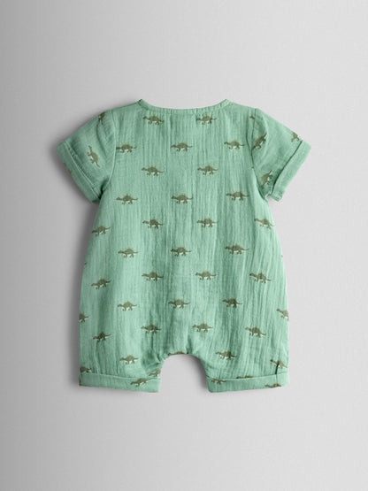 JoJo Maman Bébé Khaki Green Dino Cheesecloth Shirt image 2