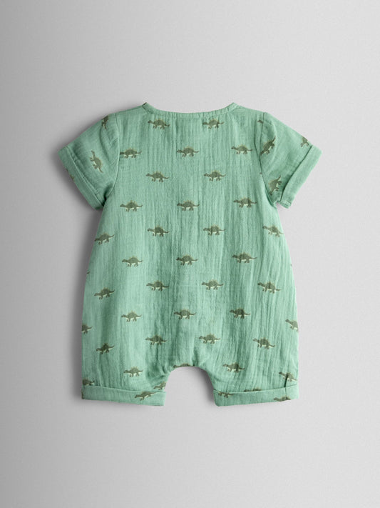 JoJo Maman Bébé Khaki Green Dino Cheesecloth Shirt image 2