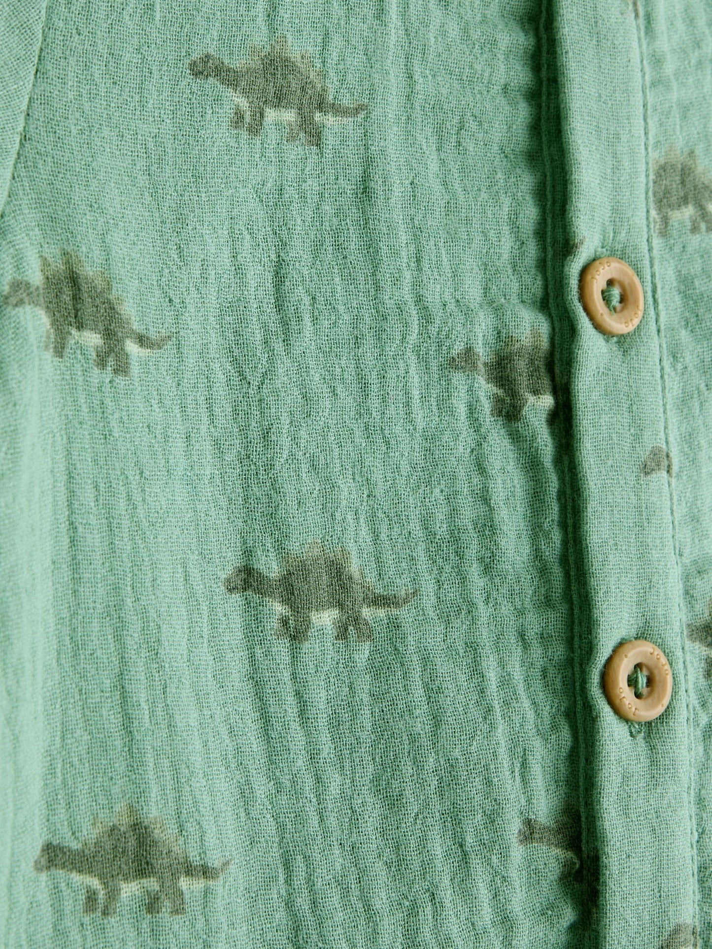 JoJo Maman Bébé Khaki Green Dino Cheesecloth Shirt image 3