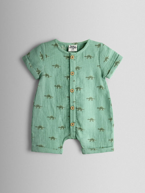 JoJo Maman Bébé Khaki Green Dino Cheesecloth Shirt image 1