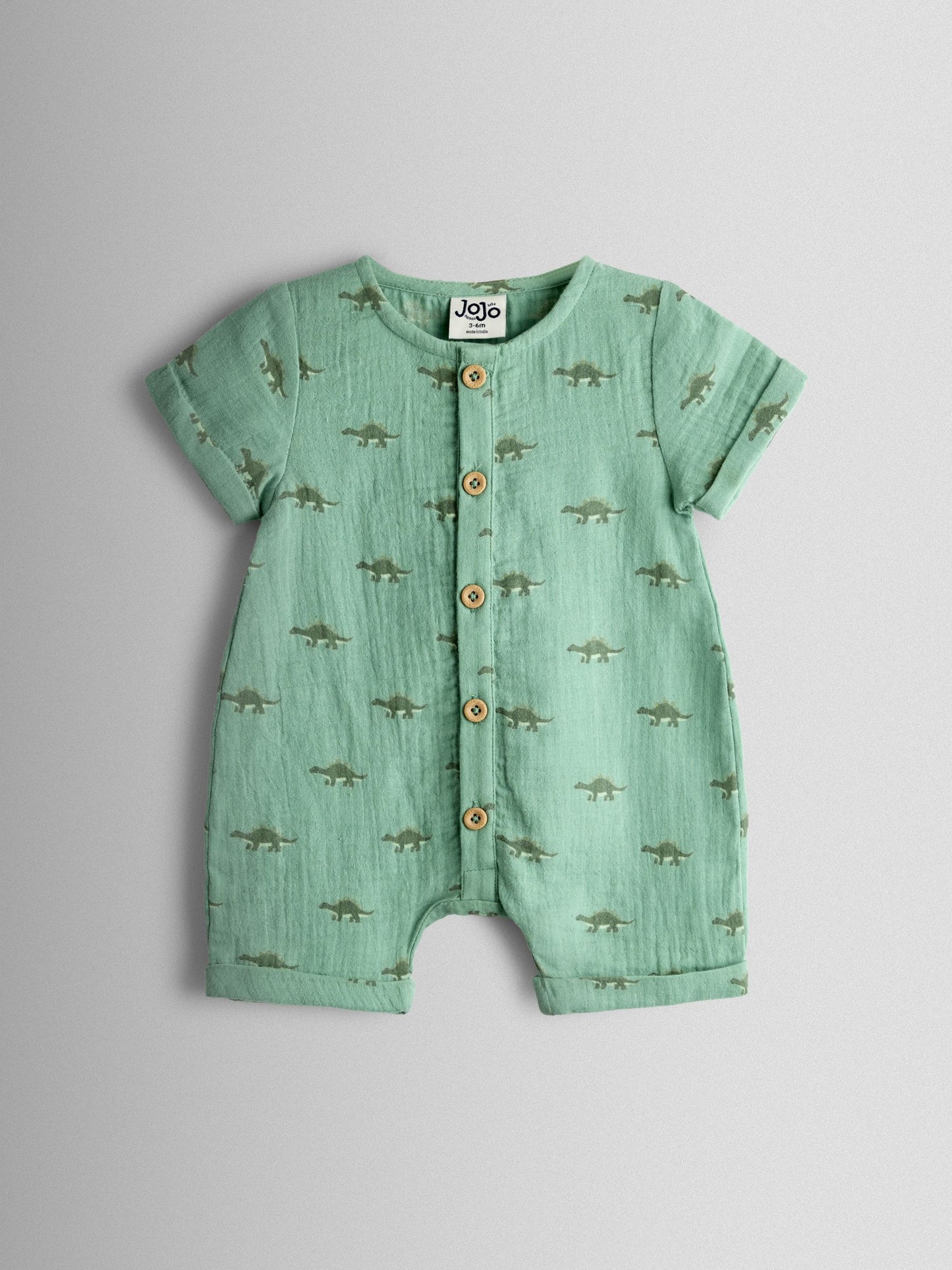 JoJo Maman Bébé Khaki Green Dino Cheesecloth Shirt image 1