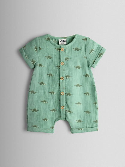 JoJo Maman Bébé Khaki Green Dino Cheesecloth Shirt image 1