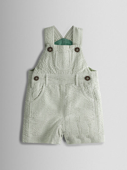 JoJo Maman Bébé Green Seersucker Stripe Dungarees image 1
