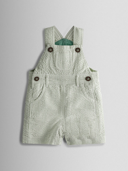 JoJo Maman Bébé Green Seersucker Stripe Dungarees image 1