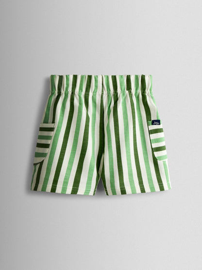 Dsiney Kidz - JoJo Maman Bébé Green 2-Pack Stripe & Plain Shorts image 3