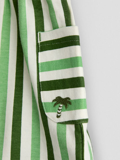 Dsiney Kidz - JoJo Maman Bébé Green 2-Pack Stripe & Plain Shorts image 6