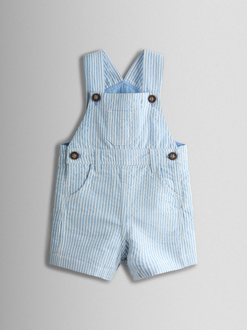 JoJo Maman Bébé Blue Seersucker Stripe Dungarees image 1