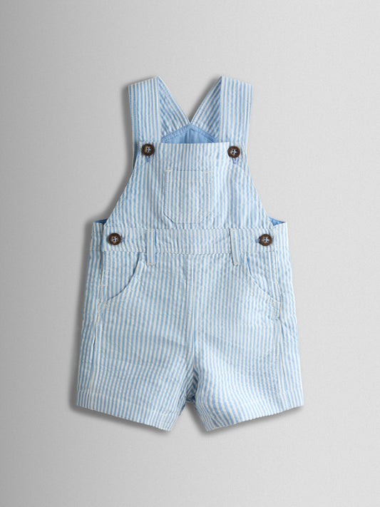 JoJo Maman Bébé Blue Seersucker Stripe Dungarees image 1