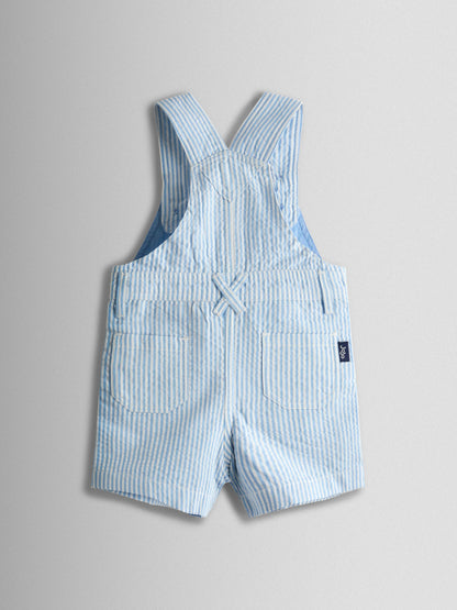 JoJo Maman Bébé Blue Seersucker Stripe Dungarees image 2