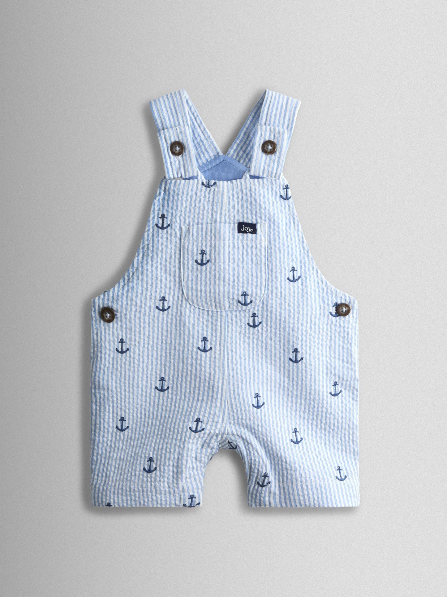 JoJo Maman Bébé Blue Anchor Embroidered Dungarees image 1