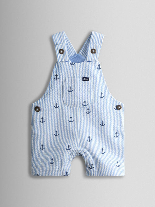 JoJo Maman Bébé Blue Anchor Embroidered Dungarees image 1