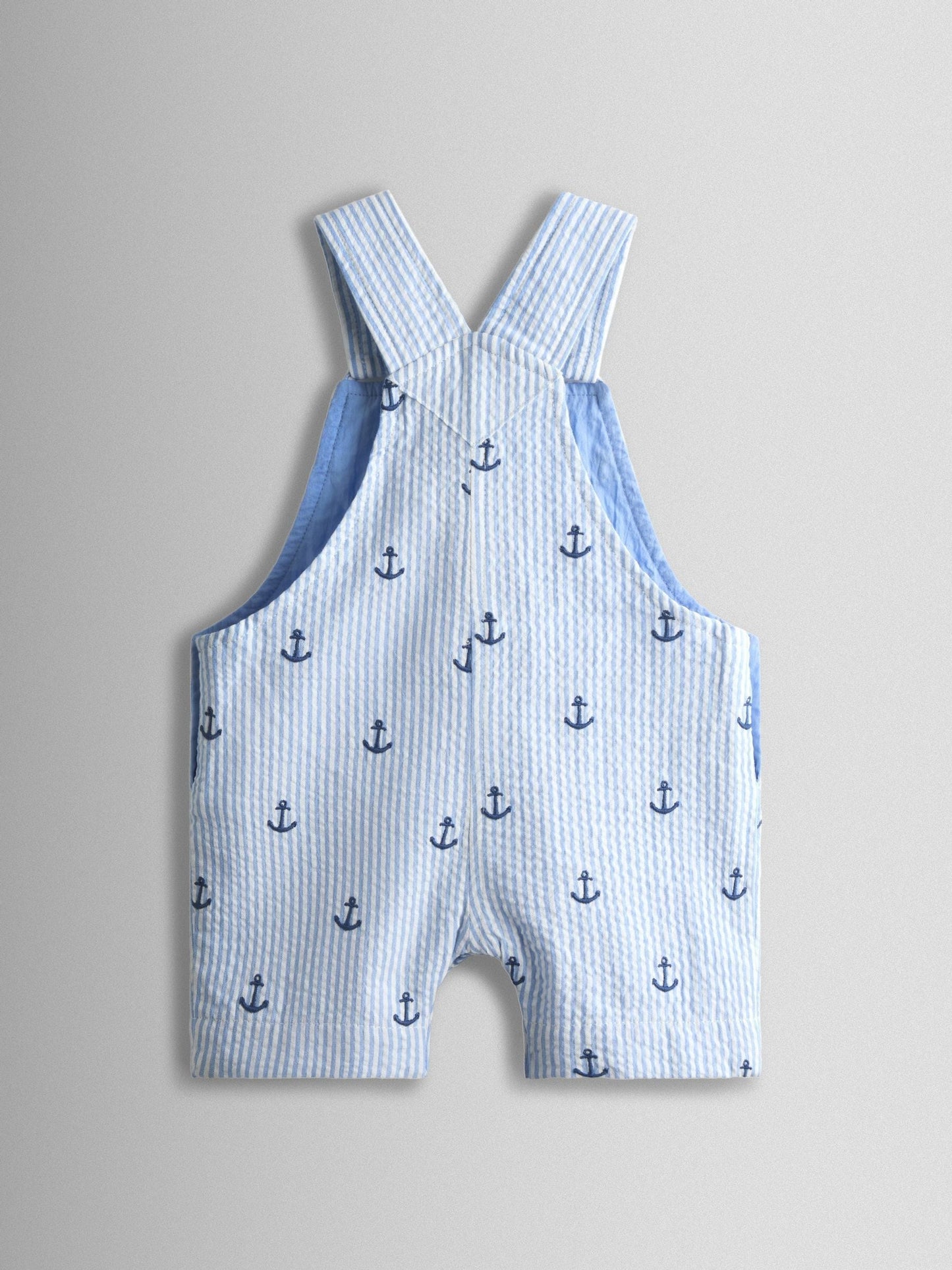 JoJo Maman Bébé Blue Anchor Embroidered Dungarees image 2