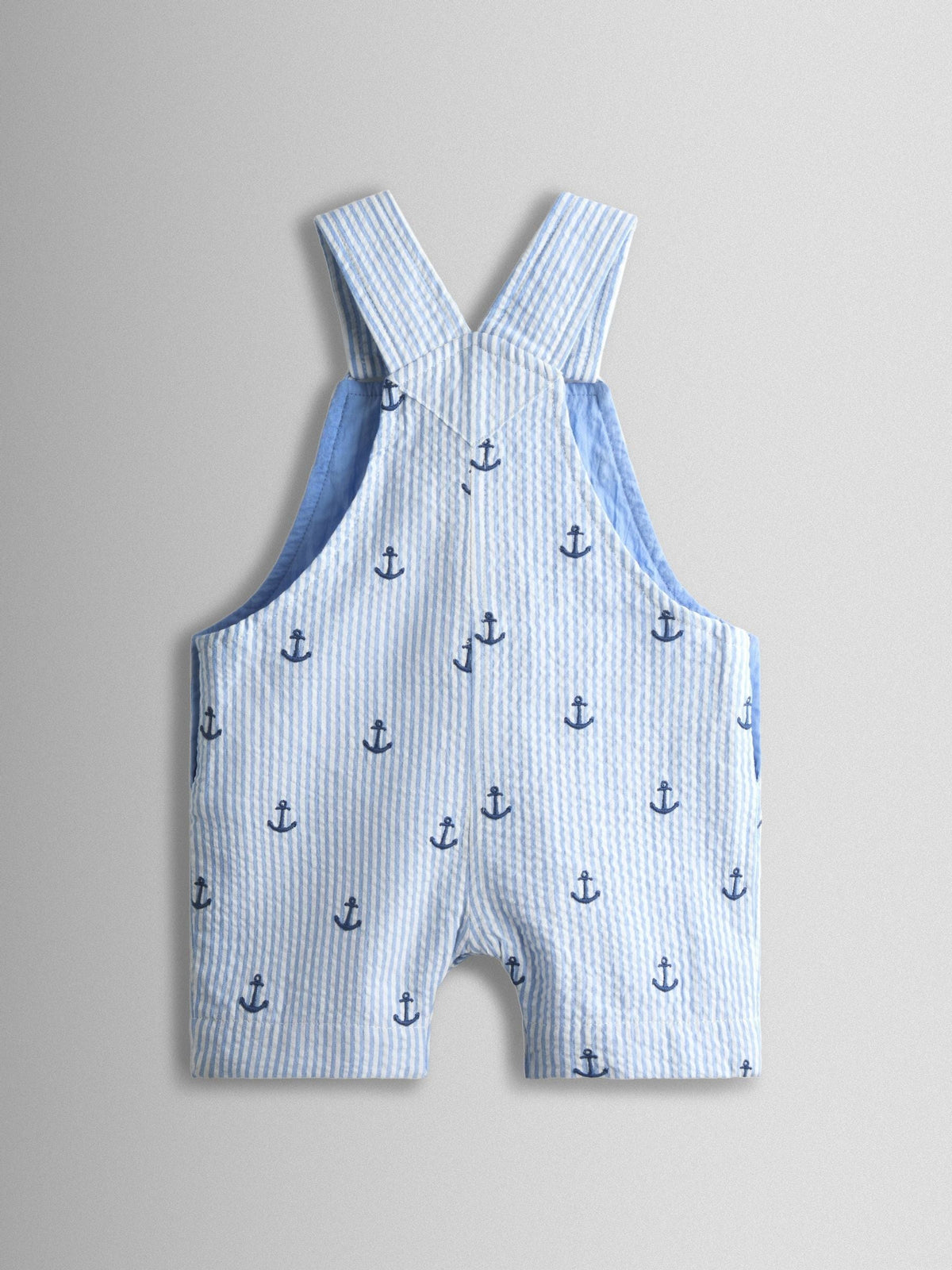 JoJo Maman Bébé Blue Anchor Embroidered Dungarees image 2