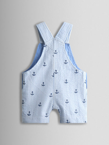 JoJo Maman Bébé Blue Anchor Embroidered Dungarees image 2