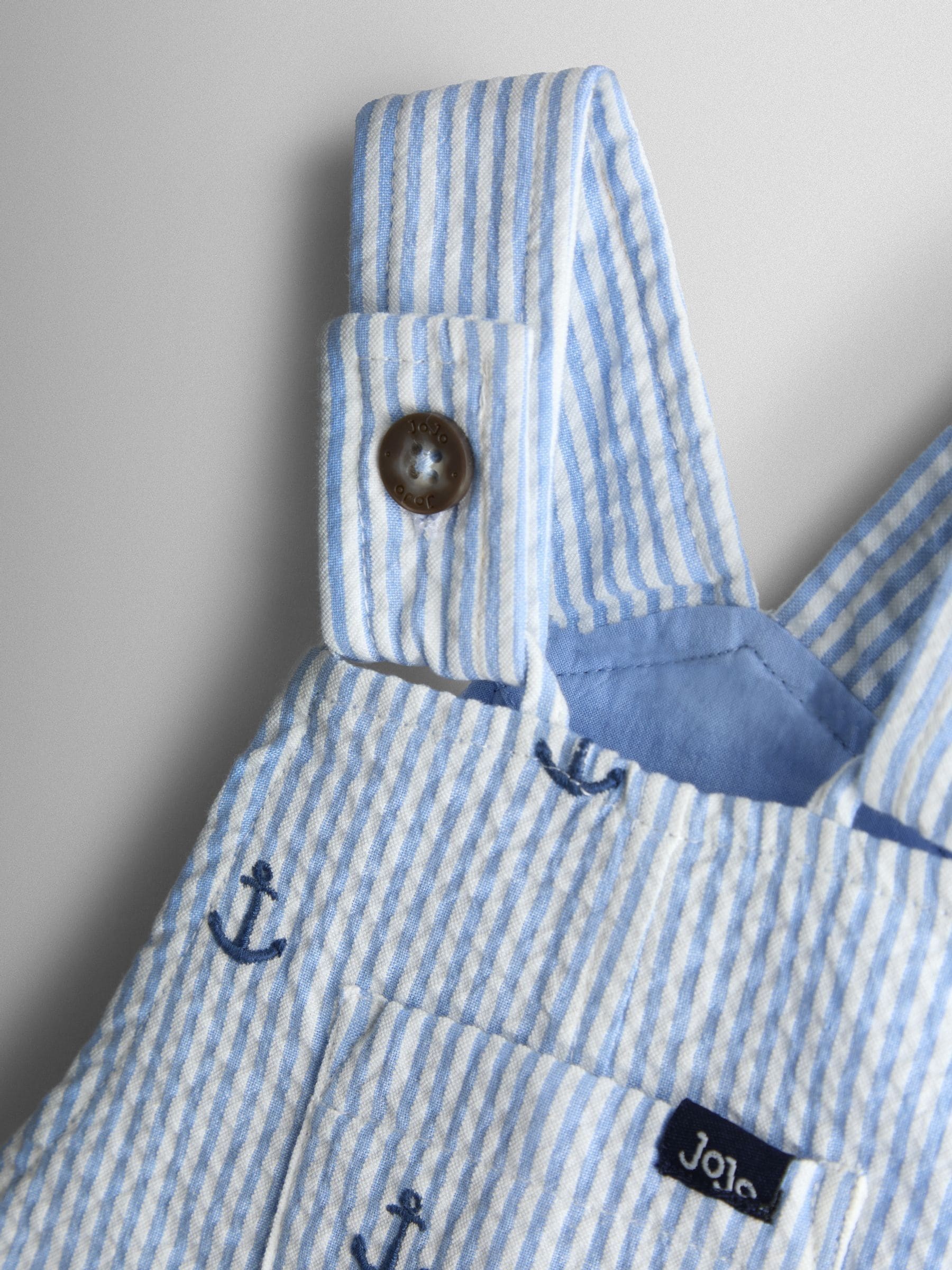 JoJo Maman Bébé Blue Anchor Embroidered Dungarees image 3