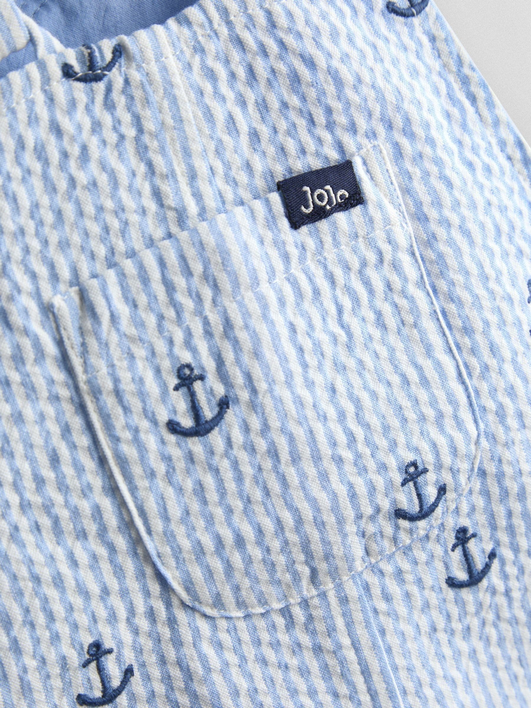 JoJo Maman Bébé Blue Anchor Embroidered Dungarees image 4