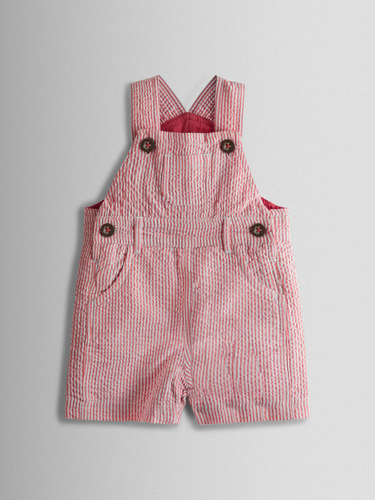 JoJo Maman Bébé Red Seersucker Stripe Dungarees image 1