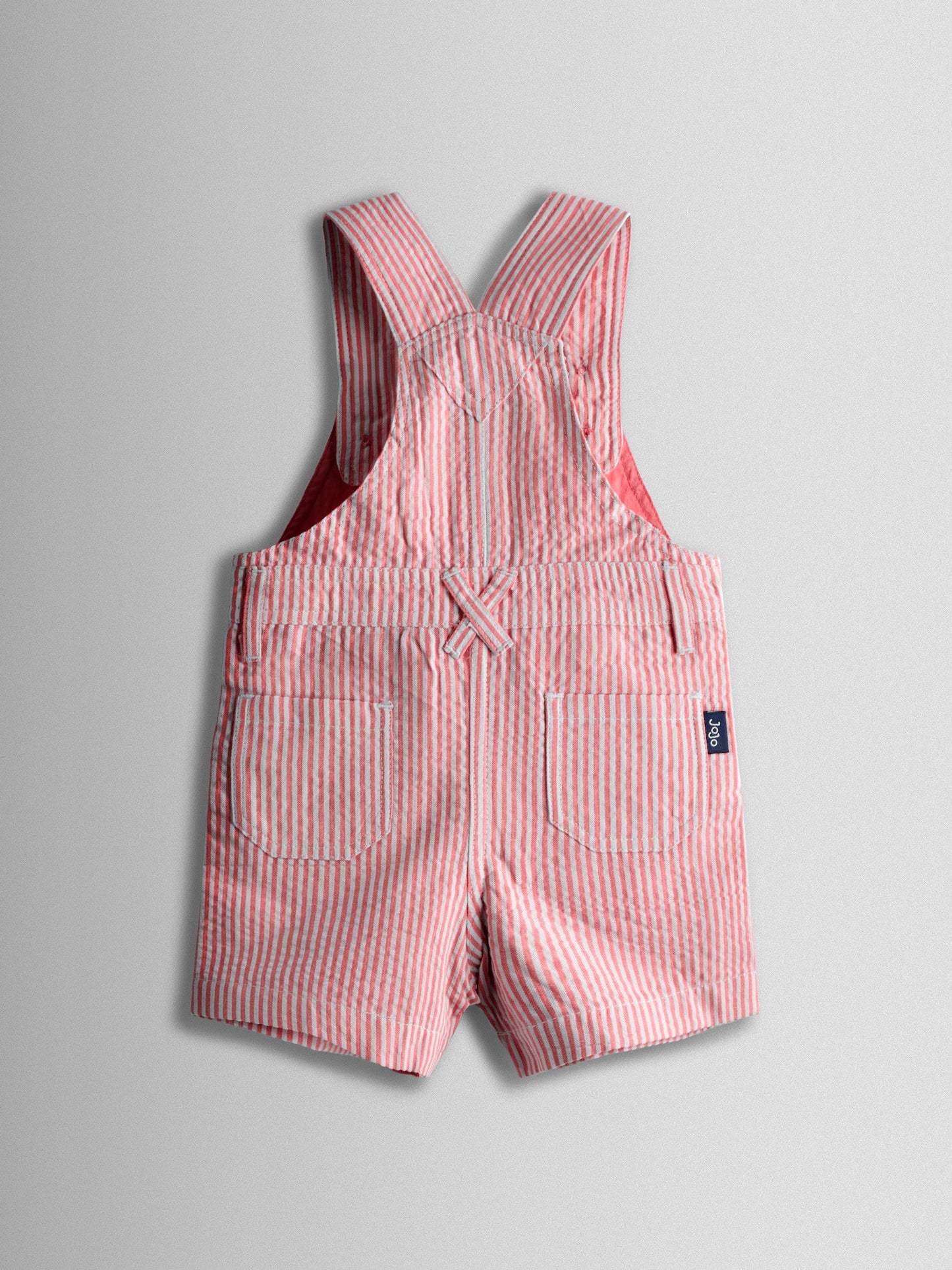 JoJo Maman Bébé Red Seersucker Stripe Dungarees image 2