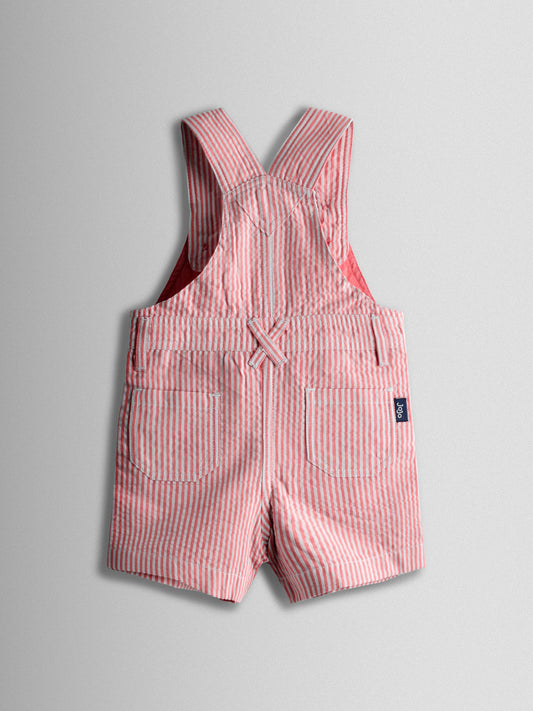 JoJo Maman Bébé Red Seersucker Stripe Dungarees image 2