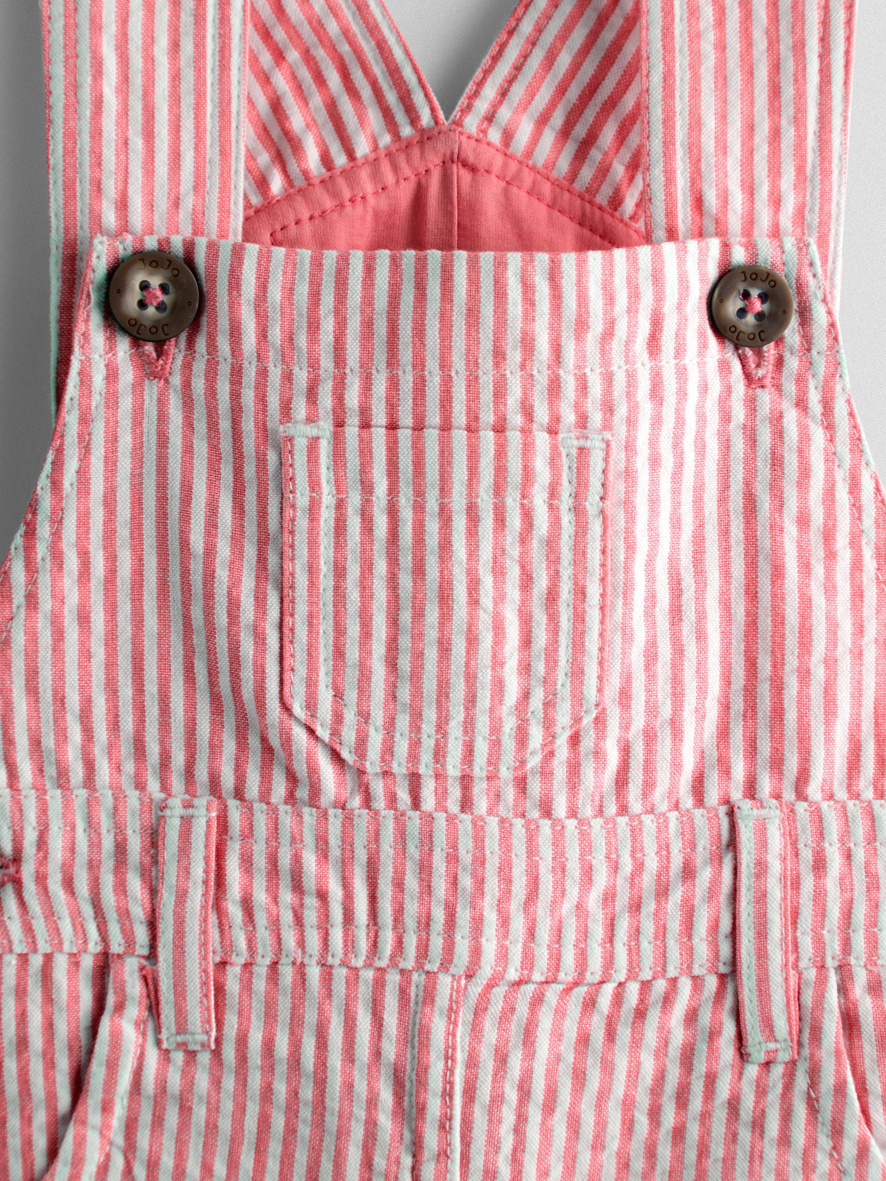 JoJo Maman Bébé Red Seersucker Stripe Dungarees image 4