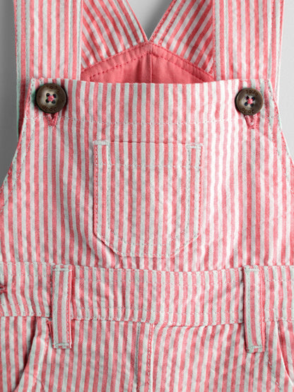 JoJo Maman Bébé Red Seersucker Stripe Dungarees image 4