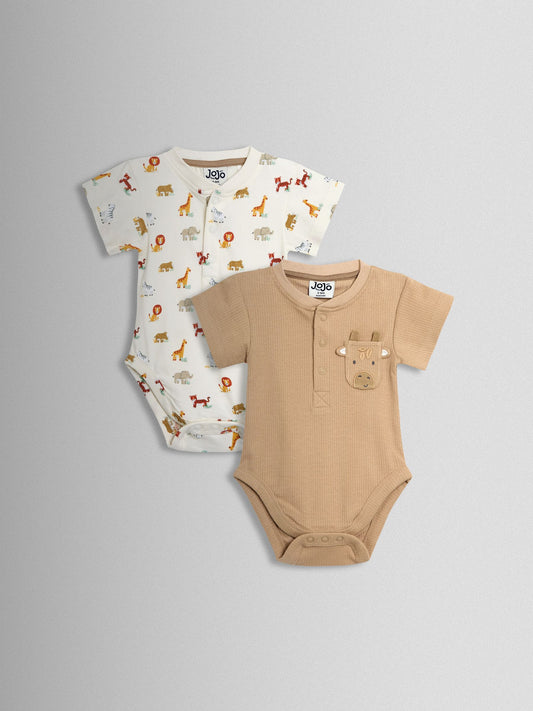 Dsiney Kidz - JoJo Maman Bébé Natural 2-Pack Short Sleeve Bodysuits image 1