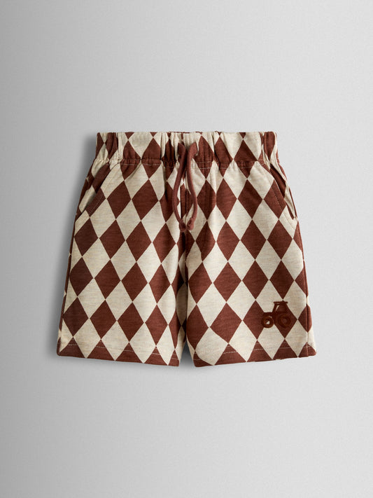 JoJo Maman Bébé Natural 2-Pack Checkerboard & Plain Shorts image 2