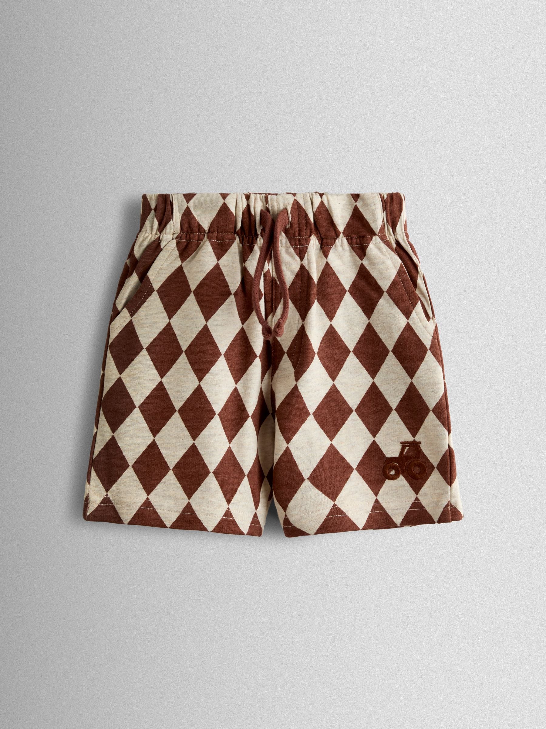 Dsiney Kidz - JoJo Maman Bébé Natural 2-Pack Checkerboard & Plain Shorts image 2