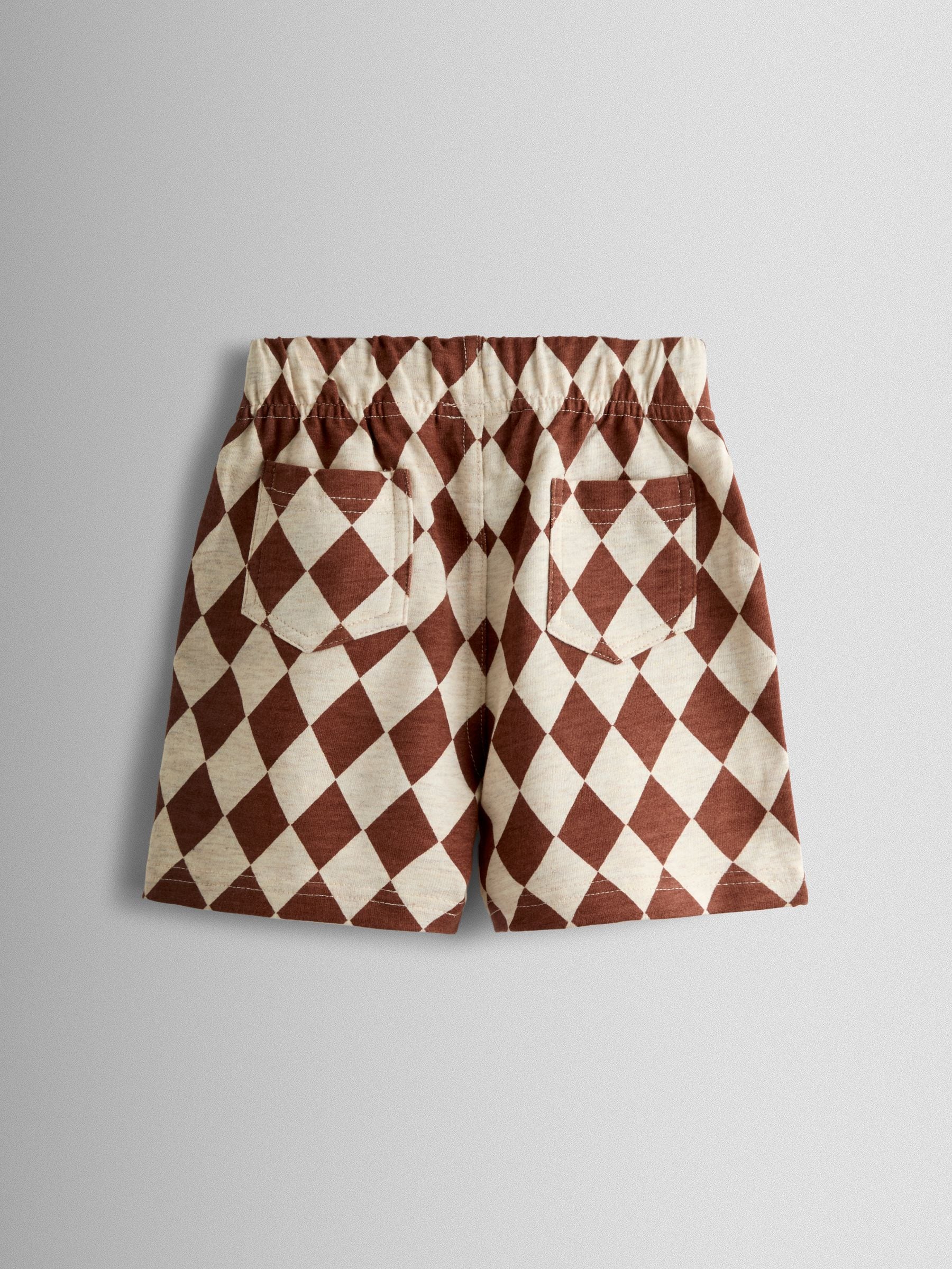 Dsiney Kidz - JoJo Maman Bébé Natural 2-Pack Checkerboard & Plain Shorts image 3