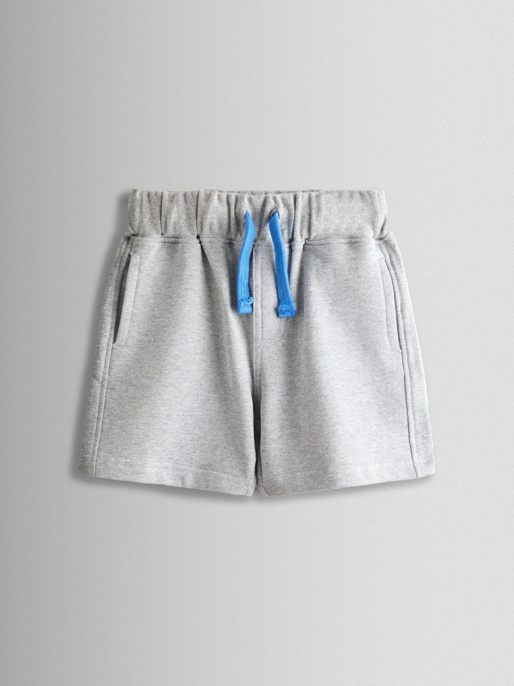 Dsiney Kidz - JoJo Maman Bébé Blue & Grey Shark 2-Pack Appliqué & Plain Shorts image 4